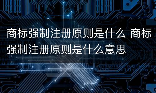 商标强制注册原则是什么 商标强制注册原则是什么意思