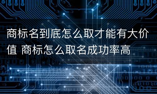 商标名到底怎么取才能有大价值 商标怎么取名成功率高