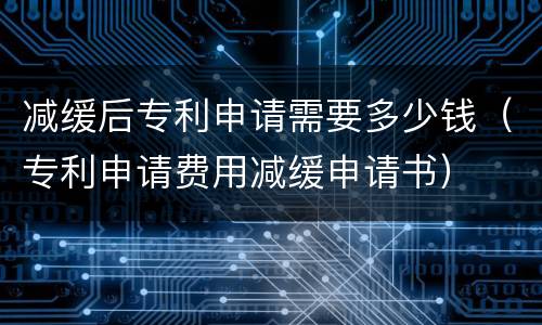 减缓后专利申请需要多少钱（专利申请费用减缓申请书）