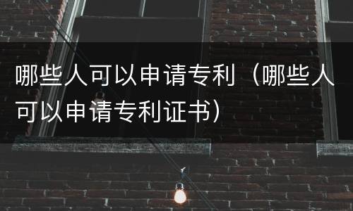 哪些人可以申请专利（哪些人可以申请专利证书）