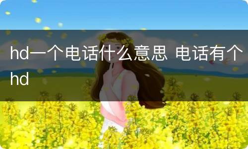 hd一个电话什么意思 电话有个hd