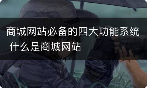 商城网站必备的四大功能系统 什么是商城网站