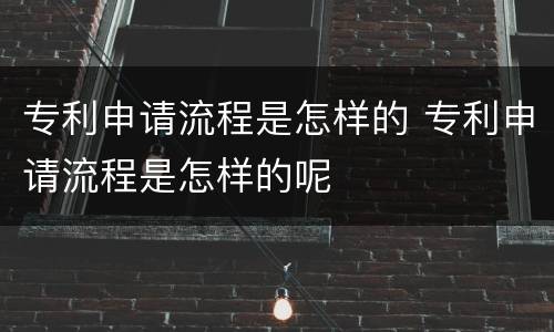 专利申请流程是怎样的 专利申请流程是怎样的呢