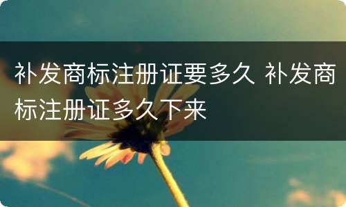 补发商标注册证要多久 补发商标注册证多久下来