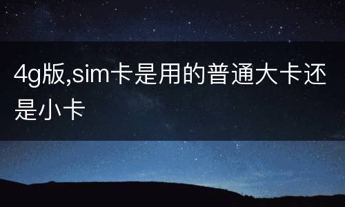 4g版,sim卡是用的普通大卡还是小卡