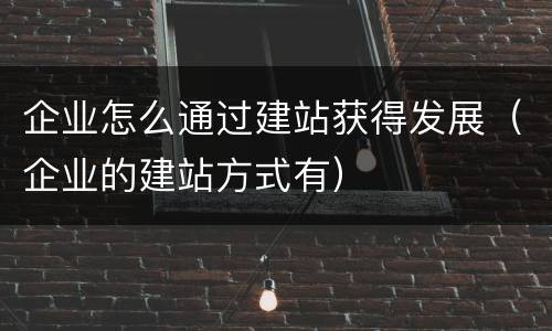 企业怎么通过建站获得发展（企业的建站方式有）