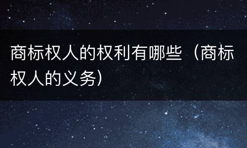 商标权人的权利有哪些（商标权人的义务）