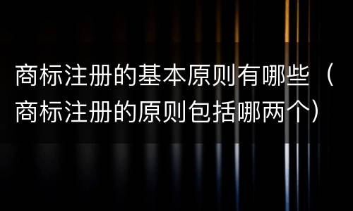 商标注册的基本原则有哪些（商标注册的原则包括哪两个）
