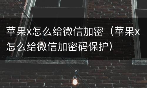 苹果x怎么给微信加密（苹果x怎么给微信加密码保护）