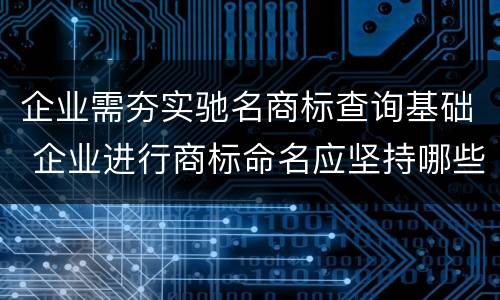 企业需夯实驰名商标查询基础 企业进行商标命名应坚持哪些原则