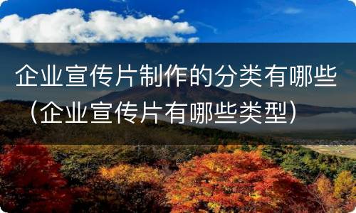 企业宣传片制作的分类有哪些（企业宣传片有哪些类型）