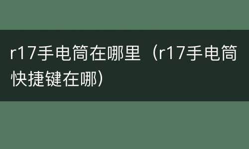 r17手电筒在哪里（r17手电筒快捷键在哪）