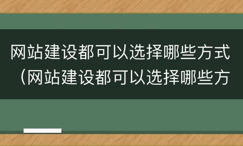 网站建设都可以选择哪些方式（网站建设都可以选择哪些方式做）