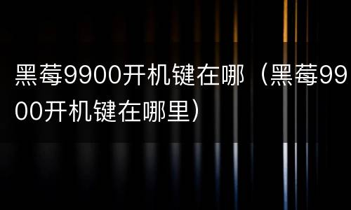 黑莓9900开机键在哪（黑莓9900开机键在哪里）