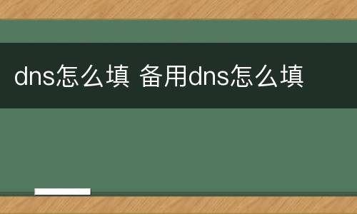 dns怎么填 备用dns怎么填