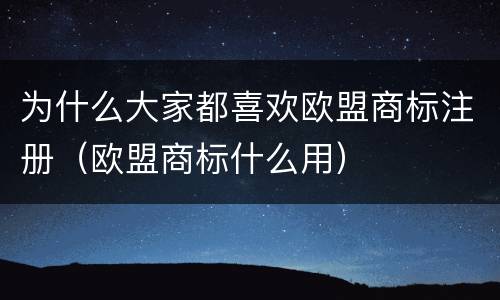 为什么大家都喜欢欧盟商标注册（欧盟商标什么用）