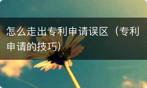 怎么走出专利申请误区（专利申请的技巧）
