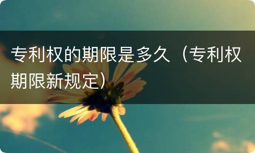 专利权的期限是多久（专利权期限新规定）