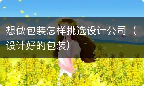 想做包装怎样挑选设计公司（设计好的包装）