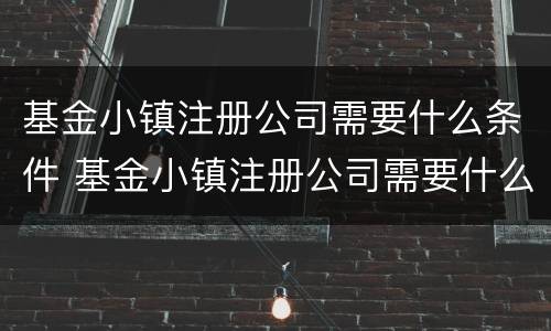 基金小镇注册公司需要什么条件 基金小镇注册公司需要什么条件和资质