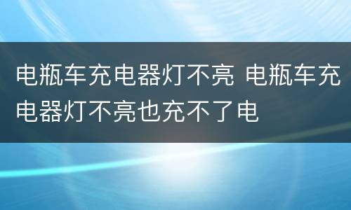 电瓶车充电器灯不亮 电瓶车充电器灯不亮也充不了电