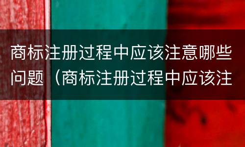 商标注册过程中应该注意哪些问题（商标注册过程中应该注意哪些问题和问题）
