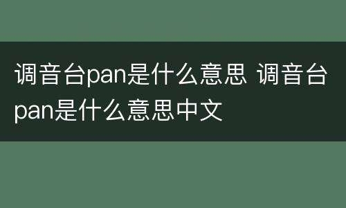 调音台pan是什么意思 调音台pan是什么意思中文