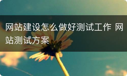 网站建设怎么做好测试工作 网站测试方案