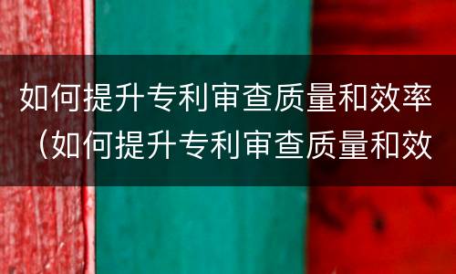 如何提升专利审查质量和效率（如何提升专利审查质量和效率的措施）