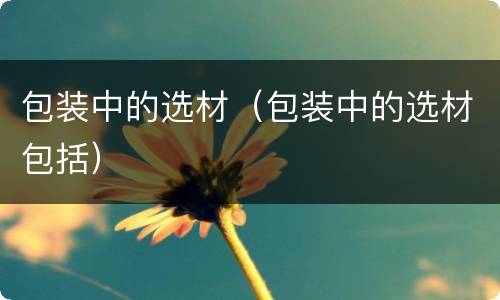 包装中的选材（包装中的选材包括）