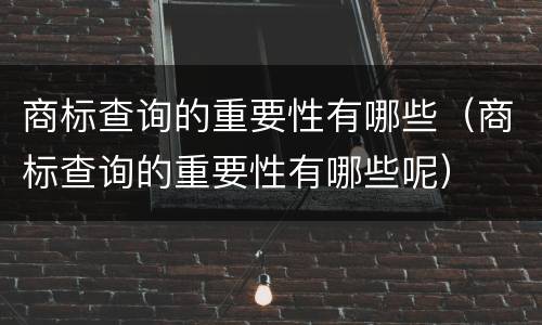 商标查询的重要性有哪些（商标查询的重要性有哪些呢）