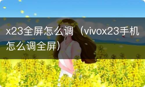 x23全屏怎么调（vivox23手机怎么调全屏）