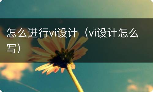 怎么进行vi设计（vi设计怎么写）