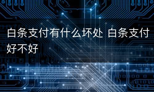 白条支付有什么坏处 白条支付好不好