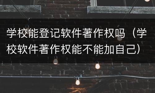 学校能登记软件著作权吗（学校软件著作权能不能加自己）