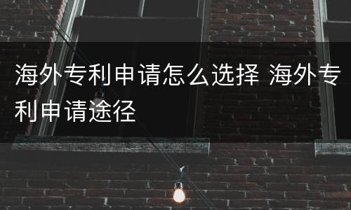 海外专利申请怎么选择 海外专利申请途径
