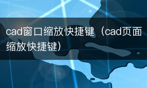 cad窗口缩放快捷键（cad页面缩放快捷键）