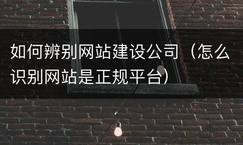 如何辨别网站建设公司（怎么识别网站是正规平台）