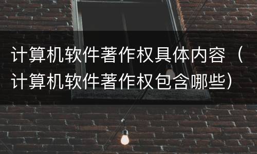 计算机软件著作权具体内容（计算机软件著作权包含哪些）