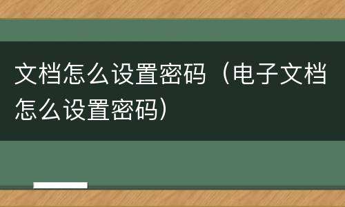 文档怎么设置密码（电子文档怎么设置密码）
