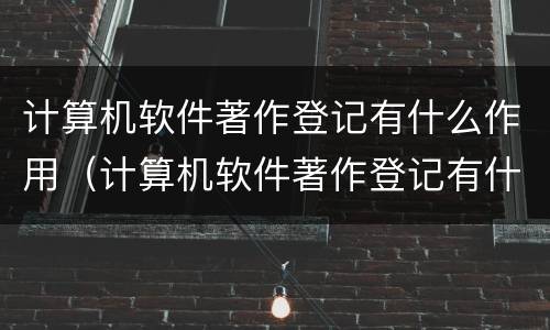 计算机软件著作登记有什么作用（计算机软件著作登记有什么作用呢）