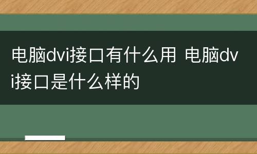 电脑dvi接口有什么用 电脑dvi接口是什么样的