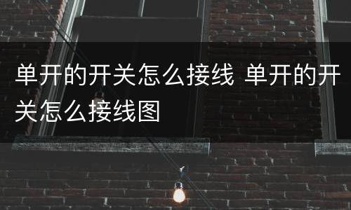 单开的开关怎么接线 单开的开关怎么接线图