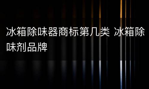 冰箱除味器商标第几类 冰箱除味剂品牌