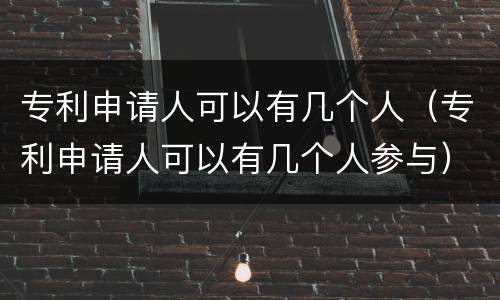 专利申请人可以有几个人（专利申请人可以有几个人参与）