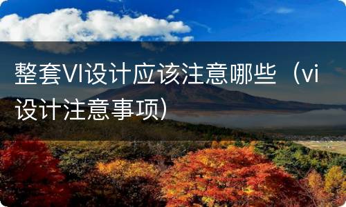 整套VI设计应该注意哪些（vi设计注意事项）