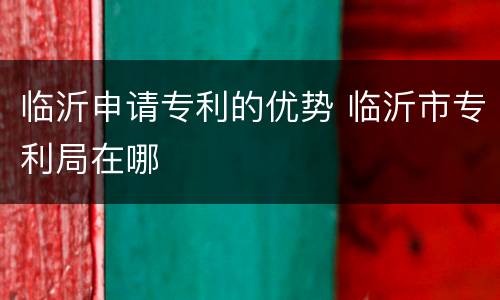 临沂申请专利的优势 临沂市专利局在哪