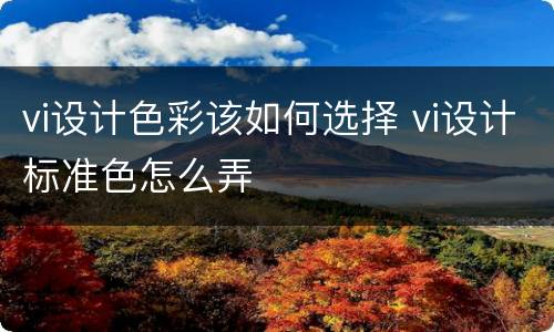 vi设计色彩该如何选择 vi设计标准色怎么弄