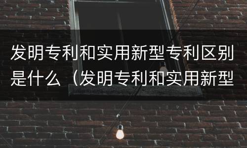 发明专利和实用新型专利区别是什么（发明专利和实用新型专利区别是什么呢）