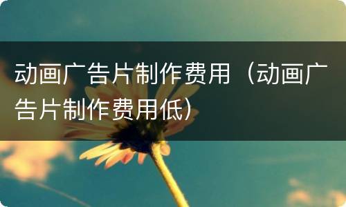 动画广告片制作费用（动画广告片制作费用低）